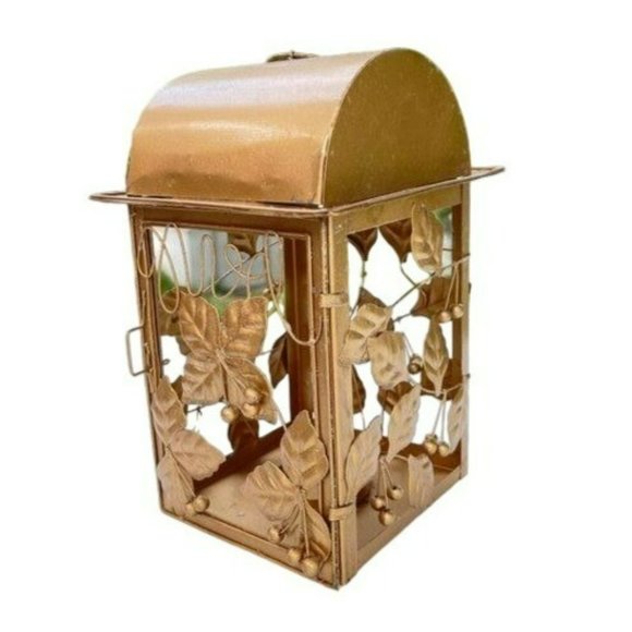 Gold Finish Metal Candle Lantern Handcrafted Metalworks‎ 9x6inch - Picture 8 of 11